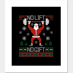 No Lift No Santa Gym Workout Ugly Posters and Art